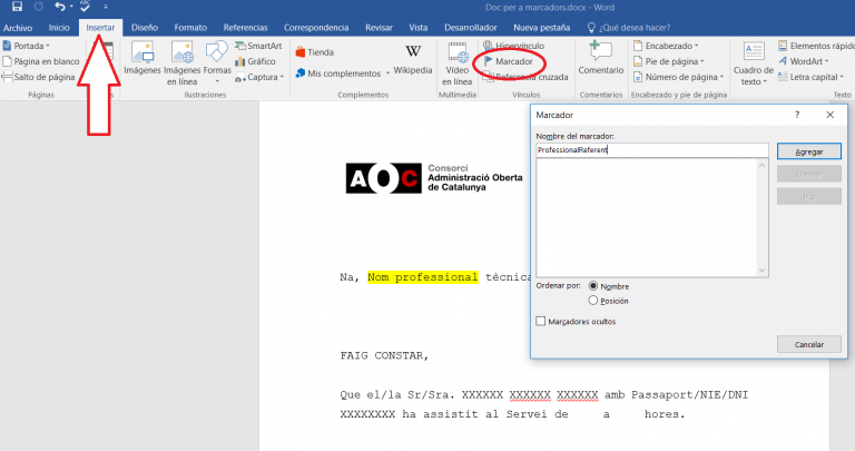 Insertar Marcadores De Datos De Texto En Un Word Hestia 2075